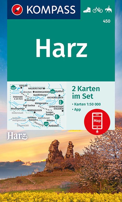 KOMPASS Wanderkarten-Set 450 Harz (2 Karten) 1:50.000, Karten