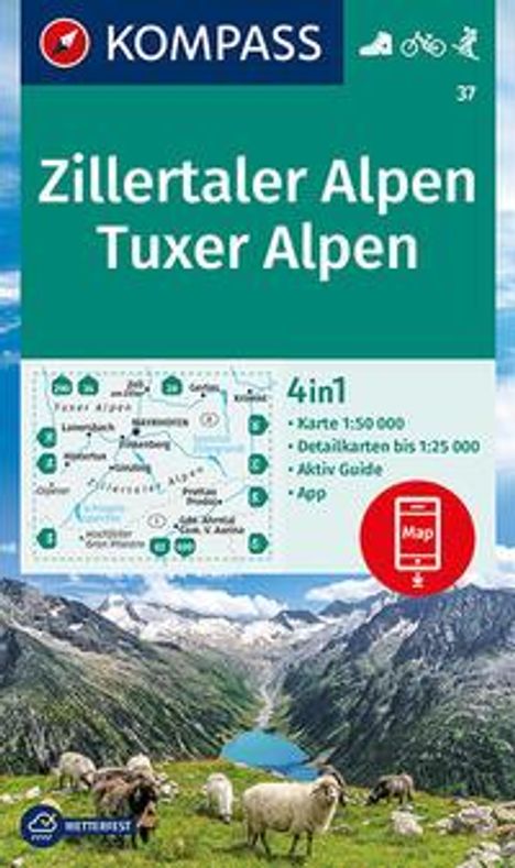 KOMPASS Wk Zillertaler Alpen, Tuxer Alpen, LZ 2022-2026, Karten