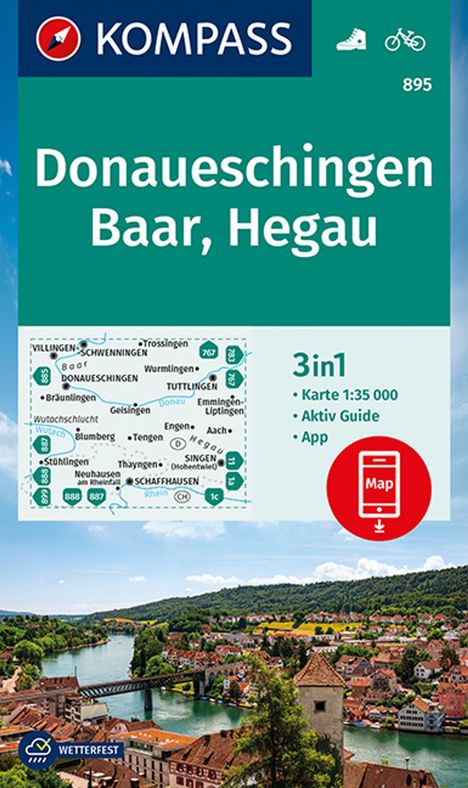 KOMPASS Wanderkarte 895 Donaueschingen, Baar, Hegau 1:35.000, Karten