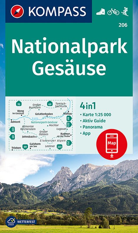 KOMPASS Wanderkarte 206 Nationalpark Gesäuse 1:25.000, Karten
