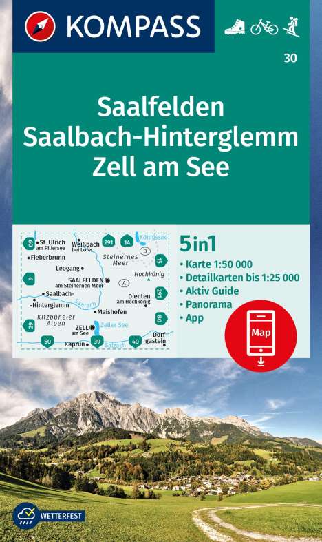 KOMPASS Wanderkarte 30 Saalfelden, Saalbach-Hinterglemm, Zell am See 1:50.000, Diverse