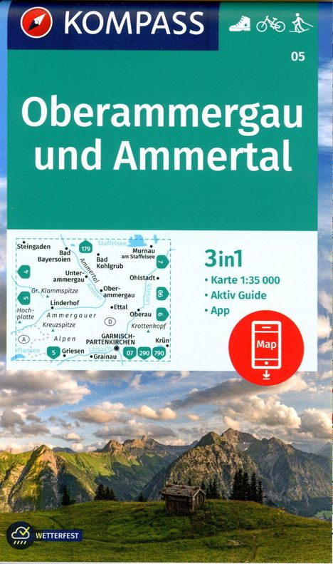 KOMPASS Wanderkarte 05 Oberammergau und Ammertal 1:35.000, Karten
