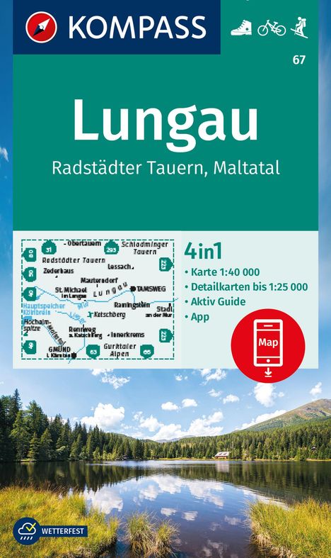 KOMPASS Wanderkarte 67 Lungau, Radstädter Tauern, Maltatal 1:40.000, Karten