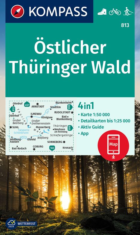 KOMPASS Wanderkarte 813 Östlicher Thüringer Wald 1:50.000, Karten