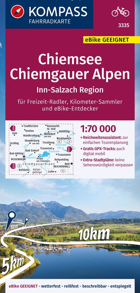 KOMPASS Fahrradkarte 3335 Chiemsee - Chiemgauer Alpen 1:70.000, Karten