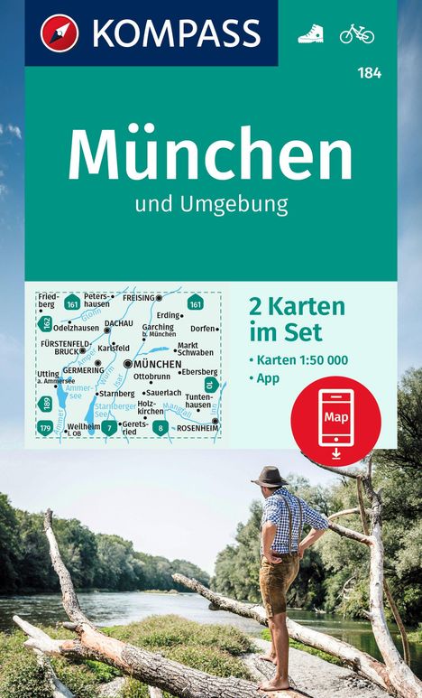 KOMPASS Wanderkarten-Set 184 München und Umgebung (2 Karten) 1:50.000, Karten