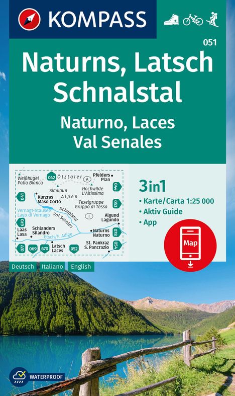 KOMPASS Wanderkarte 051 Naturns, Latsch, Schnalstal / Naturno, Laces, Val Senales 1:25.000, Karten