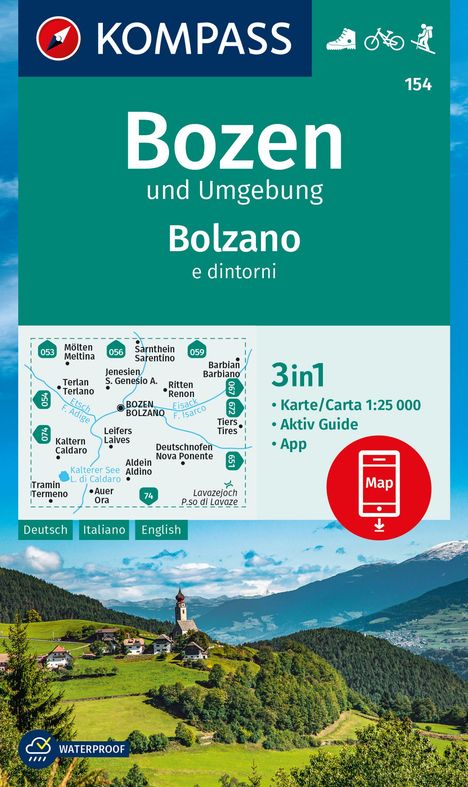 KOMPASS Wanderkarte 154 Bozen und Umgebung / Bolzano e dintorni 1:25.000, Karten