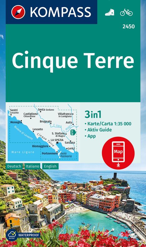 KOMPASS Wanderkarte 2450 Cinque Terre 1:35.000, Karten