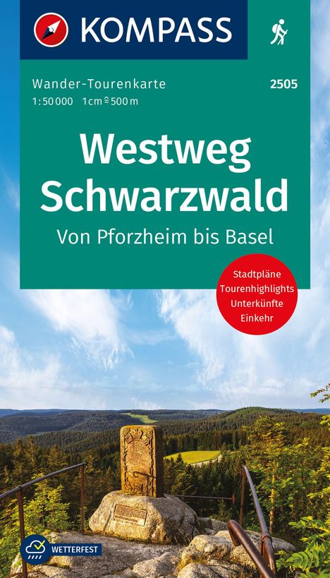 KOMPASS Wander-Tourenkarte Westweg Schwarzwald 1:50.000, Karten