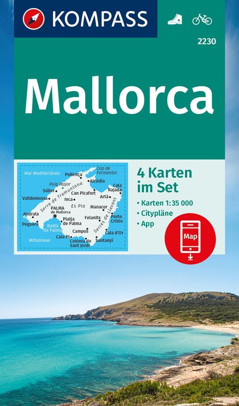 KOMPASS Wanderkarten-Set 2230 Mallorca (4 Karten) 1:35.000, Karten
