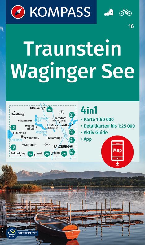 KOMPASS Wanderkarte 16 Traunstein, Waginger See 1:50.000, Karten