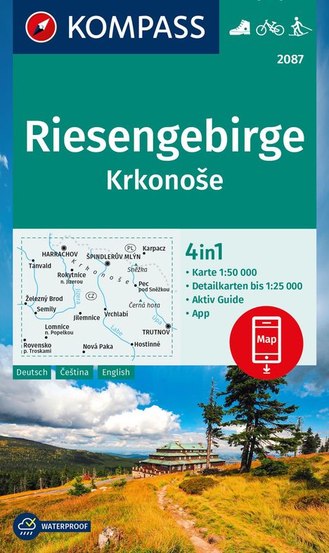 KOMPASS Wanderkarte 2087 Riesengebirge, Krkonose 1:50.000, Karten
