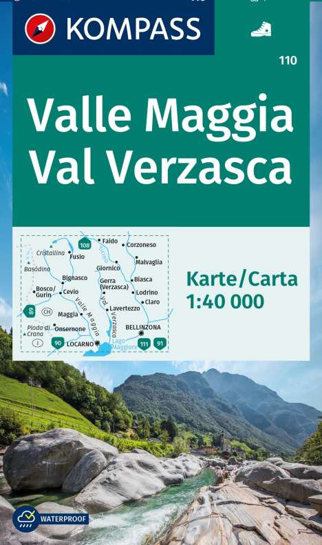 KOMPASS Wanderkarte 110 Valle Maggia, Val Verzasca 1:40.000, Karten
