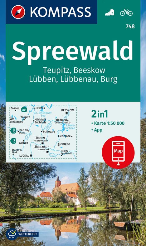 KOMPASS Wanderkarte 748 Spreewald, Teupitz, Beeskow, Lübben, Lübbenau, Burg 1:50.000, Karten