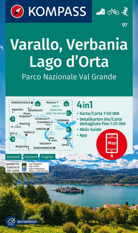 KOMPASS Wanderkarte 97 Varallo, Verbania, Lago d'Orta, Parco Nazionale Val Grande 1:50.000, Karten