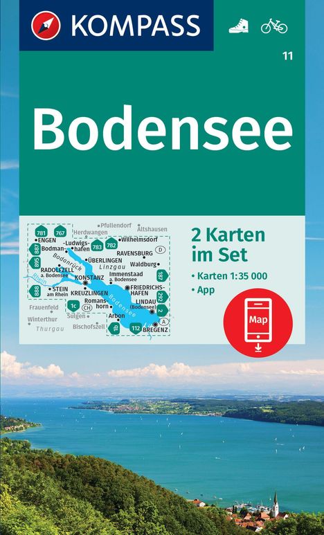 KOMPASS Wanderkarten-Set 11 Bodensee (2 Karten) 1:35.000, Karten