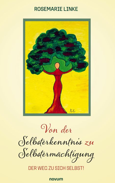 ROSEMARIE LINKE. Von der Selbsterkenntnis zu Selbstermächtigung. DER WEG ZU SICH SELBST! Bild: Mensch-Baum, gelber Hintergrund.