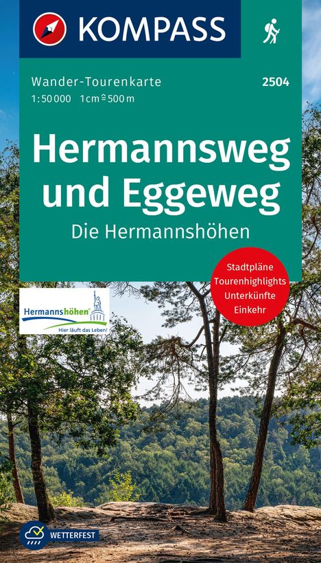 KOMPASS Wander-Tourenkarte Hermannsweg und Eggeweg, Die Hermannshöhen 1:50.000, Karten