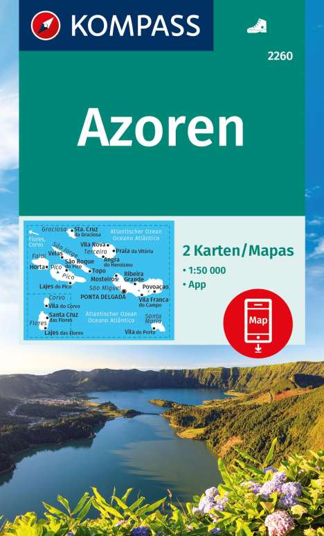 KOMPASS Wanderkarten-Set 2260 Azoren (2 Karten) 1:50.000, Karten