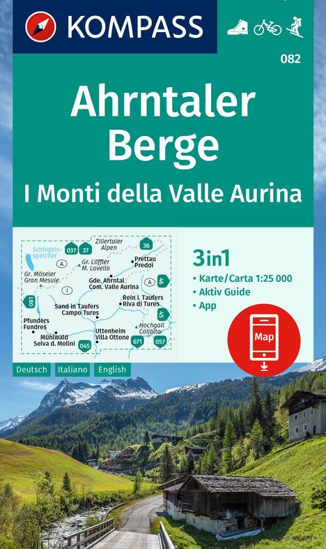 KOMPASS Wanderkarte 082 Ahrntaler Berge / I Monti della Valle Aurina 1:25.000, Karten