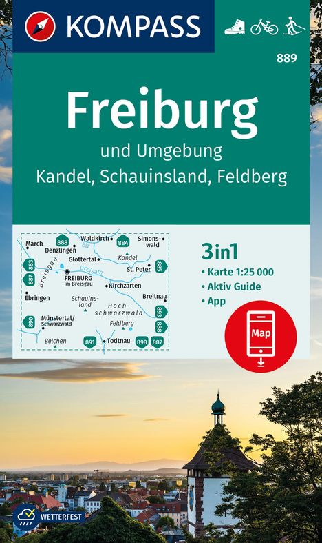 KOMPASS Wanderkarte 889 Freiburg und Umgebung, Kandel, Schauinsland, Feldberg 1:25.000, Karten