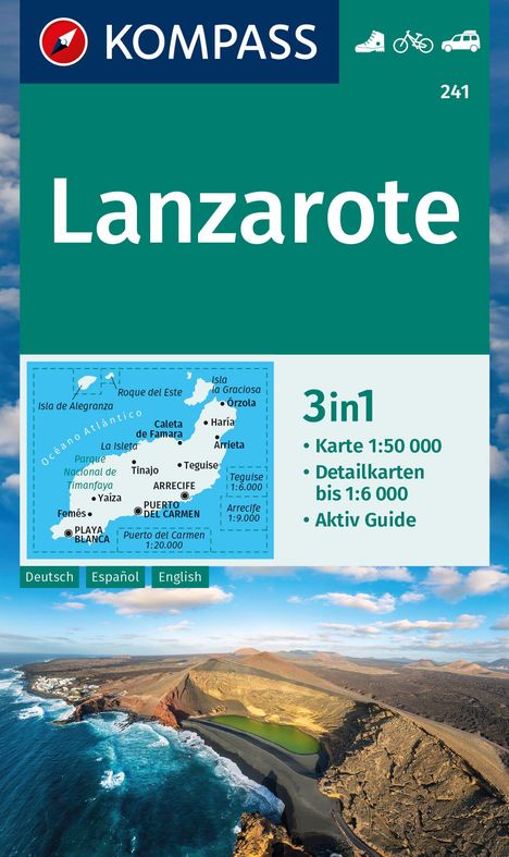 KOMPASS Wanderkarte 241 Lanzarote 1:50.000, Karten