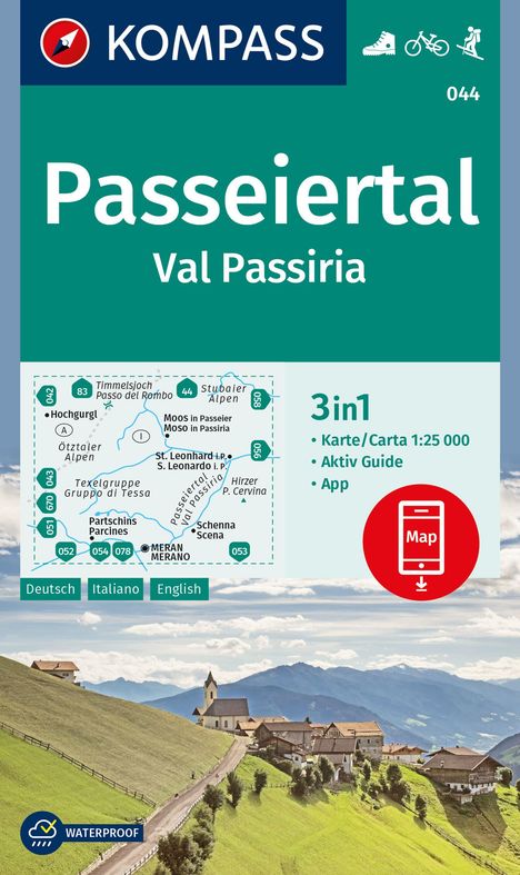 KOMPASS Wanderkarte 044 Passeiertal / Val Passiria 1:25.000, Karten