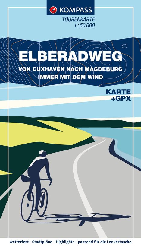 KOMPASS Fahrrad-Tourenkarte Elberadweg von Cuxhaven nach Magdeburg 1:50.000, Karten