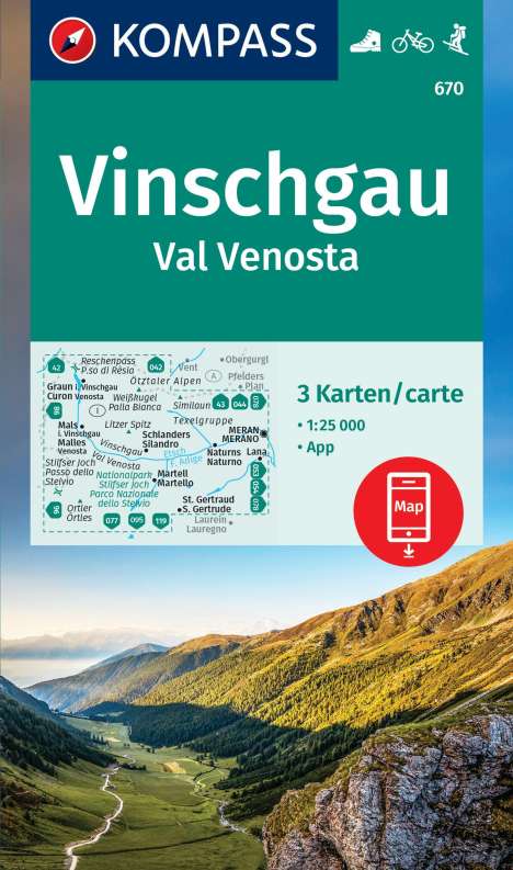 KOMPASS Wanderkarten-Set 670 Vinschgau / Val Venosta (3 Karten) 1:25.000, Karten