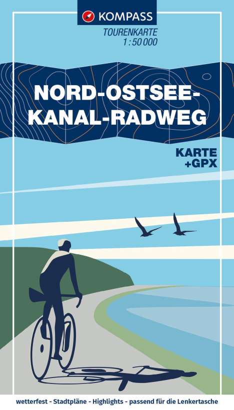 KOMPASS Fahrrad-Tourenkarte Nord-Ostsee-Kanal-Radweg 1:50.000, Karten