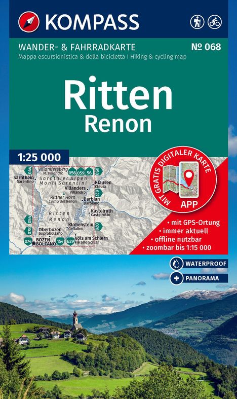 KOMPASS Wanderkarte 068 Ritten / Renon 1:25.000, Karten