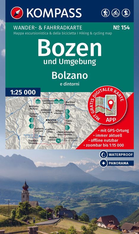 KOMPASS Wanderkarte 154 Bozen und Umgebung / Bolzano e dintorni 1:25.000, Karten