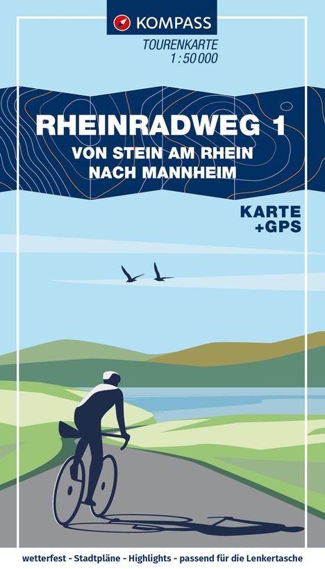 KOMPASS Fahrrad-Tourenkarte Rheinradweg 1 1:50.000, Buch