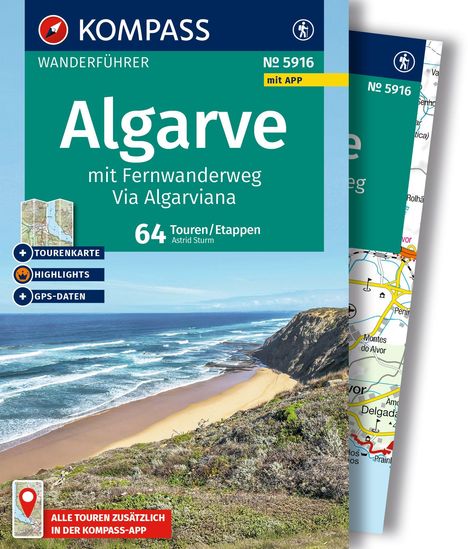 Astrid Sturm: KOMPASS Wanderführer Algarve mit Fernwanderweg Via Algarviana, 64 Touren / Etappen mit Extra-Tourenkarte, Buch