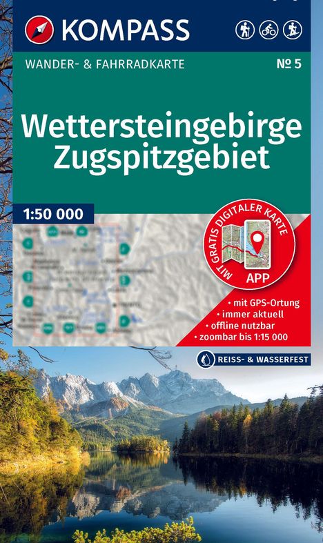 KOMPASS Wanderkarte 5 Wettersteingebirge, Zugspitzgebiet 1:50.000, Karten