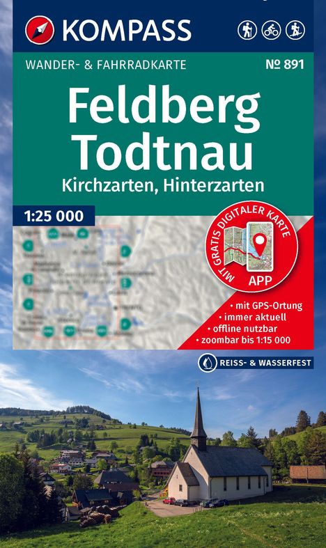 KOMPASS Wanderkarte 891 Feldberg, Todtnau, Kirchzarten, Hinterzarten 1:25.000, Karten