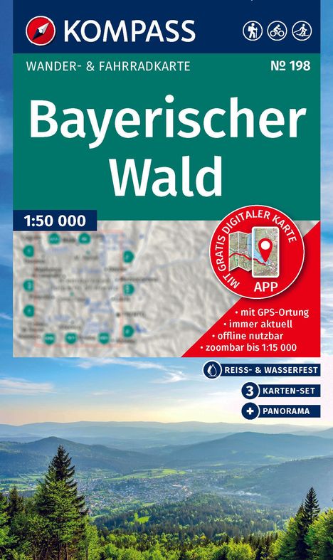 KOMPASS Wanderkarten-Set 198 Bayerischer Wald (3 Karten) 1:50.000, Karten