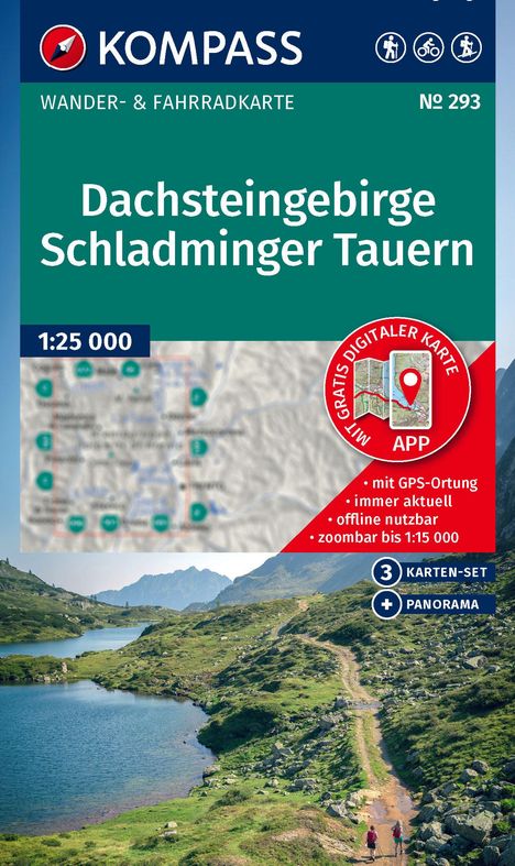 KOMPASS Wanderkarten-Set 293 Dachsteingebirge, Schladminger Tauern (3 Karten) 1:25.000, Karten