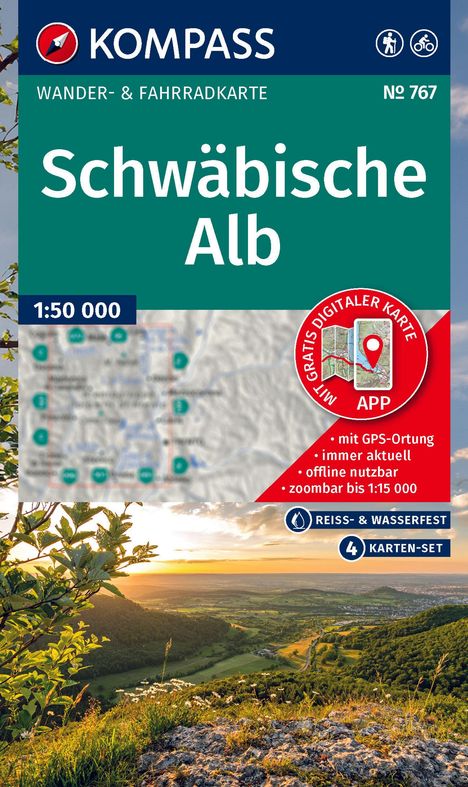 KOMPASS Wanderkarten-Set 767 Schwäbische Alb (4 Karten) 1:50.000, Karten