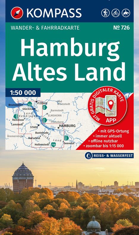 KOMPASS Wanderkarte 726 Hamburg, Altes Land 1:50.000, Karten