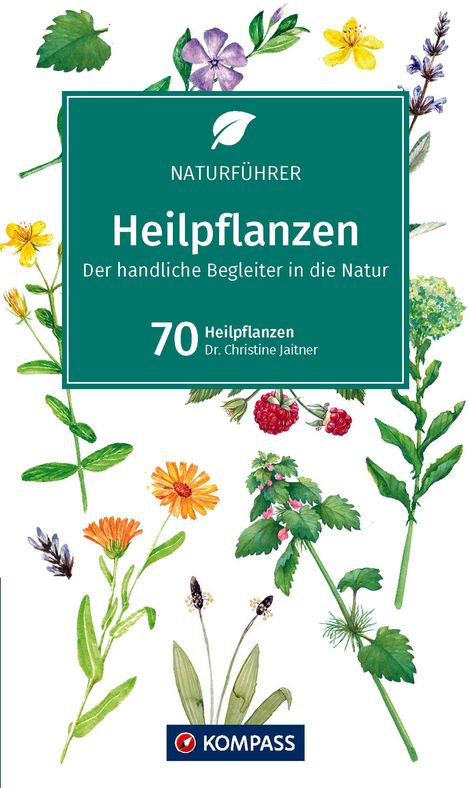 "NATURFÜHRER Heilpflanzen: Der handliche Begleiter in die Natur. 70 Heilpflanzen Dr. Christine Jaitner." Illustrationen von Blumen.