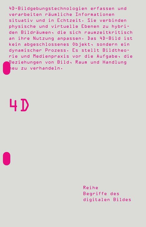 Text in pinker Schrift beschreibt 4D-Bildgebungstechnologien. Das Layout wirkt modern und minimalistisch.