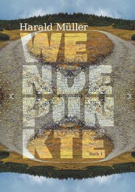 Text: "Harald Müller, Wendepunkte, Buch 1". Hintergrund: Landschaft mit Kiesweg, Wiese und Wald.
