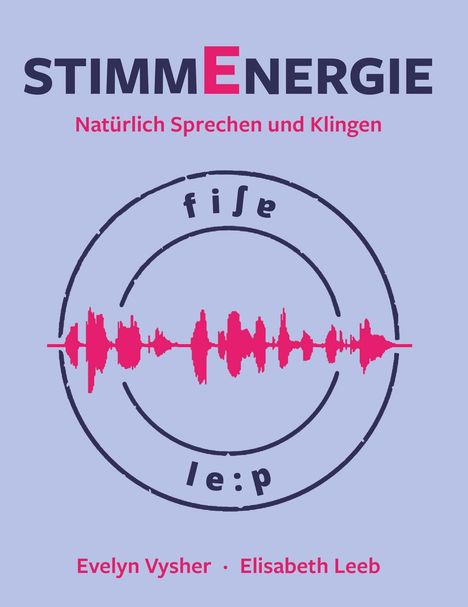 „STIMMENERGIE: Natürlich Sprechen und Klingen“ in kräftigem Text. Kreis mit rotem Schallmuster und Autorenangabe unten.