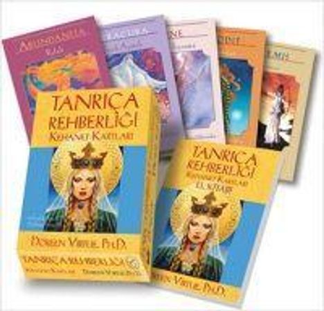 "Tanrıça Rehberliği" steht auf mehreren Büchern mit mystischen Illustrationen von Göttinnen.