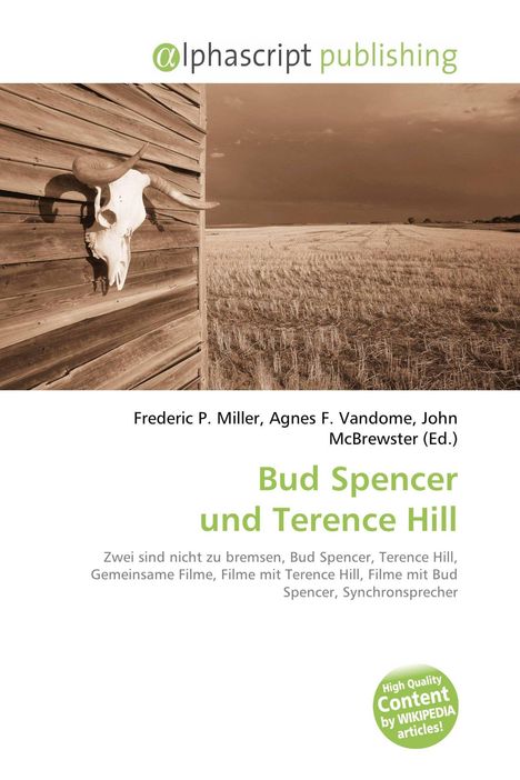 Titel: "Bud Spencer und Terence Hill". Ein Stierschädel an einer Holzwand, im Hintergrund ein weitläufiges Feld.