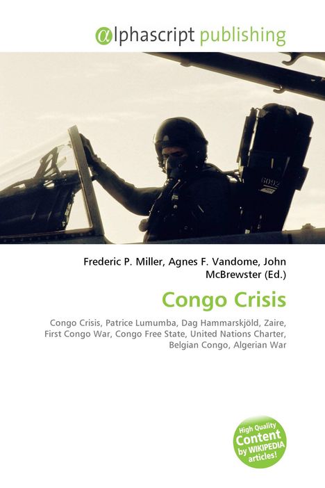 "Congo Crisis" steht im Vordergrund. Ein Pilot sitzt in einem Flugzeugcockpit, Hintergrund ist hell.