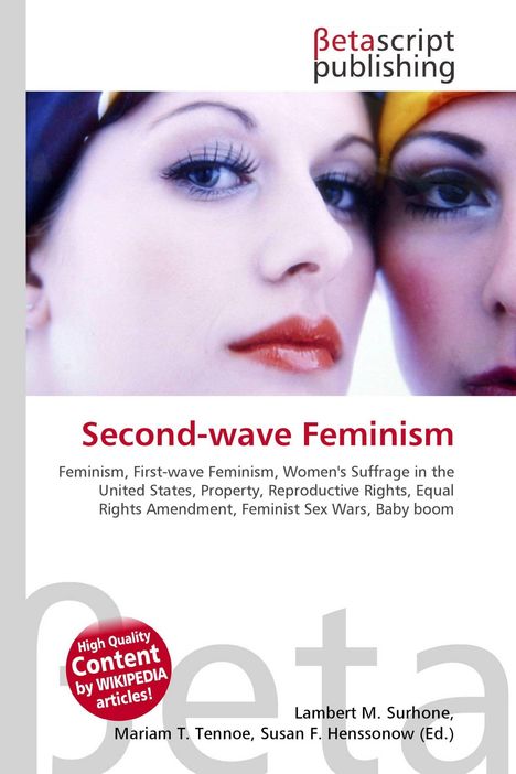 "Second-wave Feminism" steht zentral. Zwei Frauen mit auffälligem Make-up sind abgebildet.