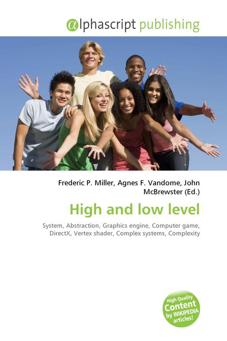 Cover mit Text: "High and low level". Menschen lächeln in die Kamera unter blauem Himmel.